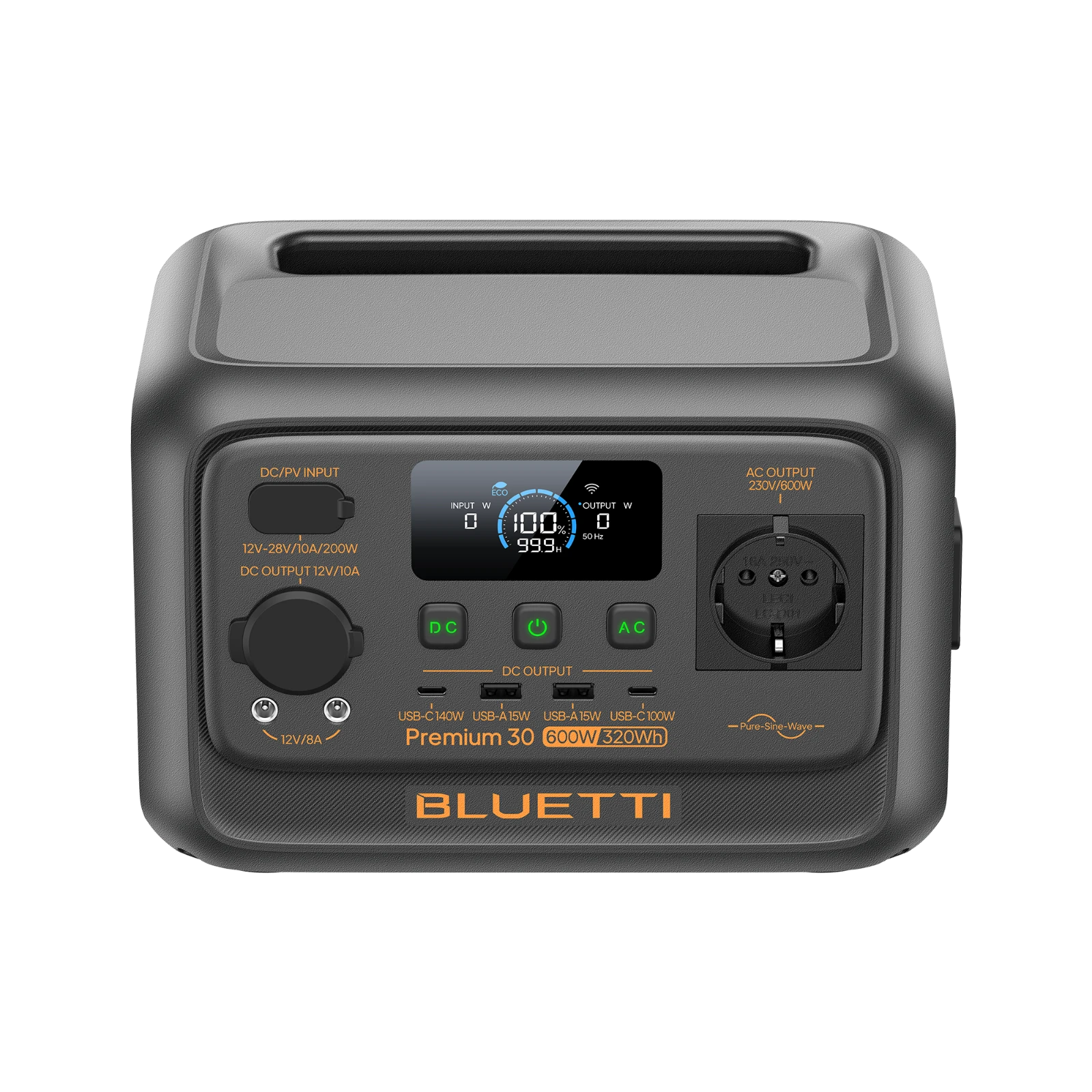 Bluetti Premium 30 V2, вид спереди сверху